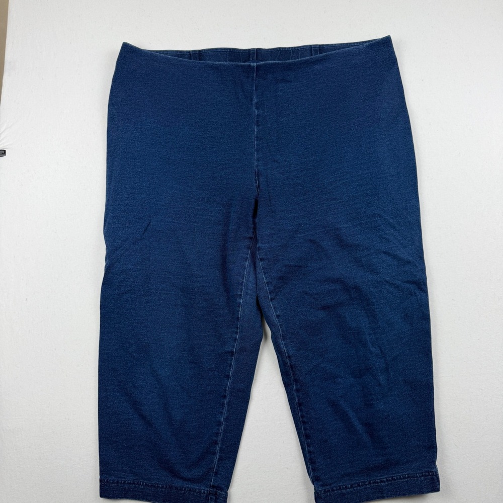 Pure Jill Indigo Slim Crops Blue Knit Denim Pull On Leggings Womens Large Petite